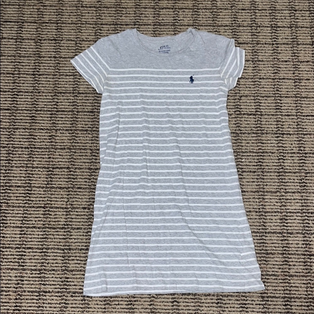 Polo by Ralph Lauren Gray and White Short Sleeve Casual Dress